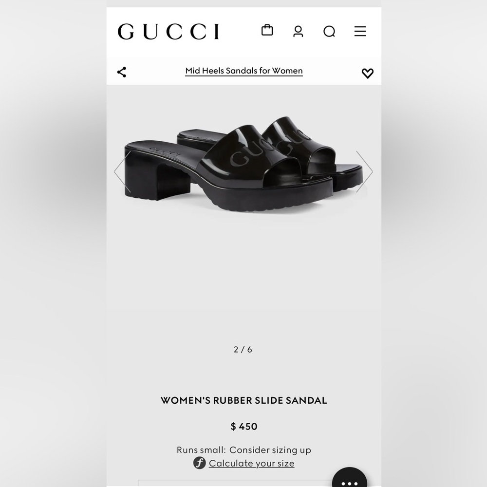 Black rubber Gucci heels. Brand new.  Never worn.